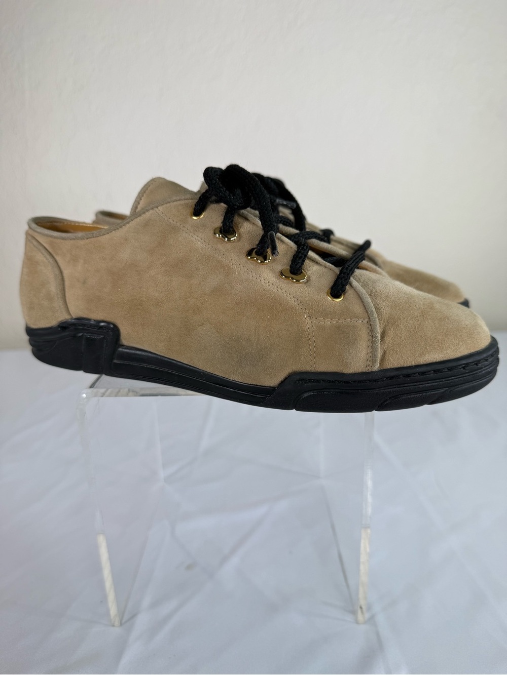 Vintage Escada Dribbling Suede Leather Lace Up Sneaker Shoes Size 38.5 EU